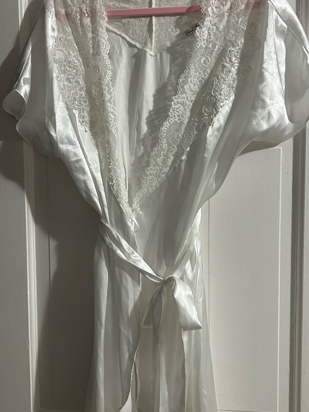 Silky Lace-Trim White Bridal Robe - Women Intimates & Sleepwear